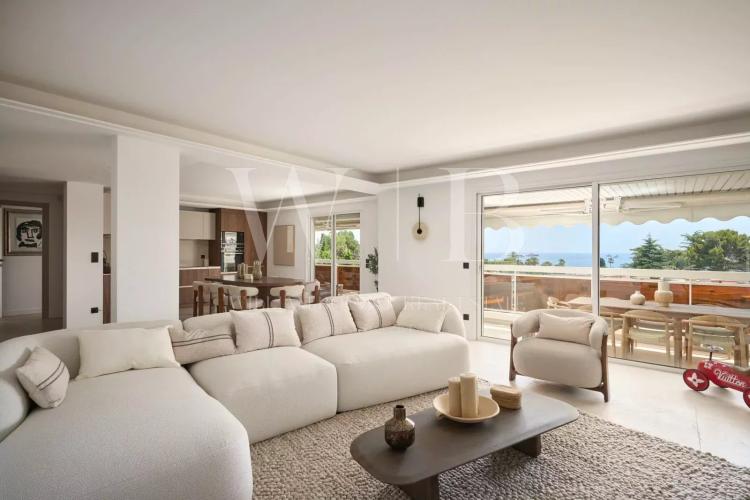 Cannes, la Basse Californie - Luxueux 5 P en dernier étage avec vue mer dans résidence avec piscine