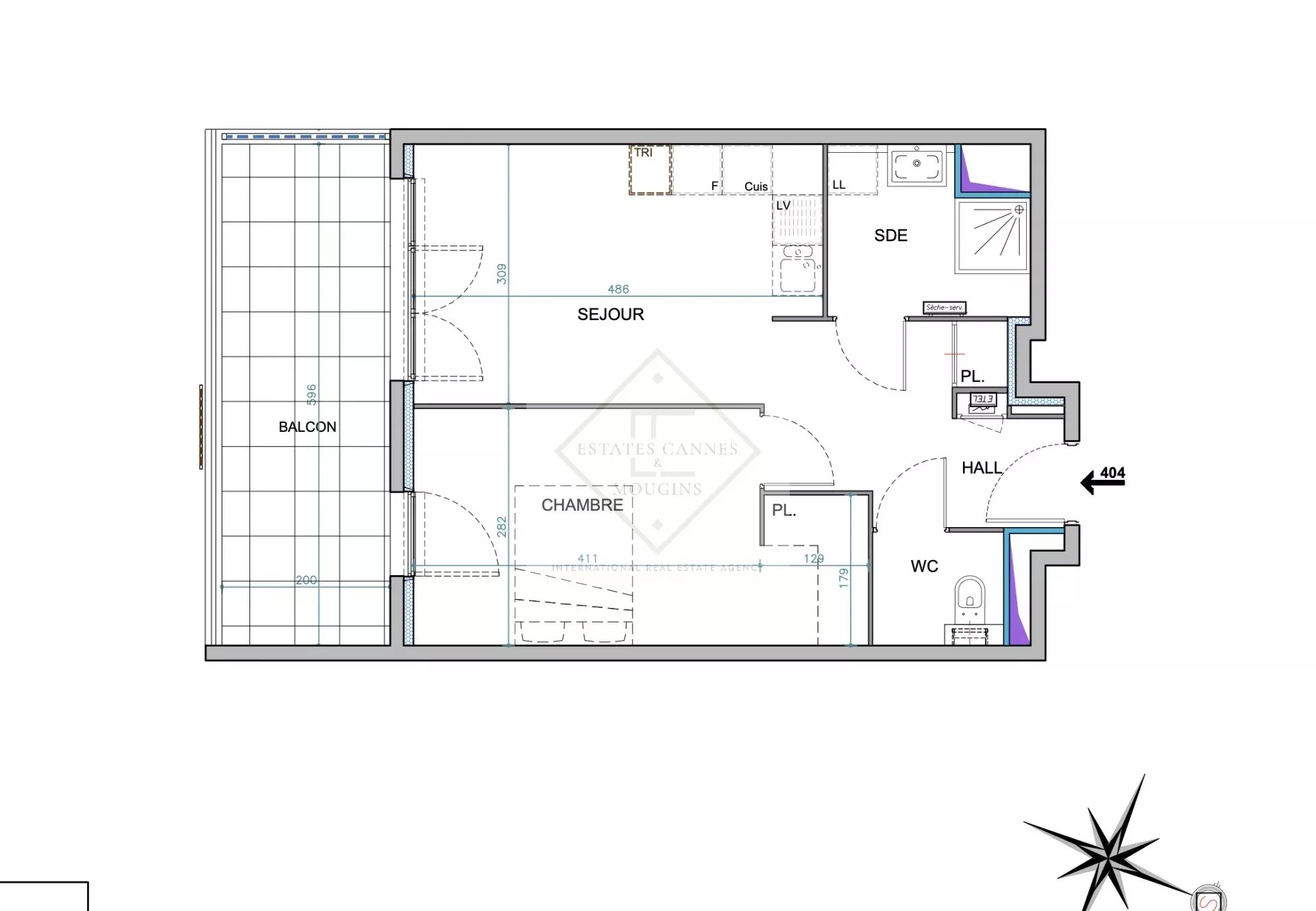 Appartement 2 pièces neuf en dernier étage — une adresse rare à deux pas de la mer, à Juan-les-Pins.