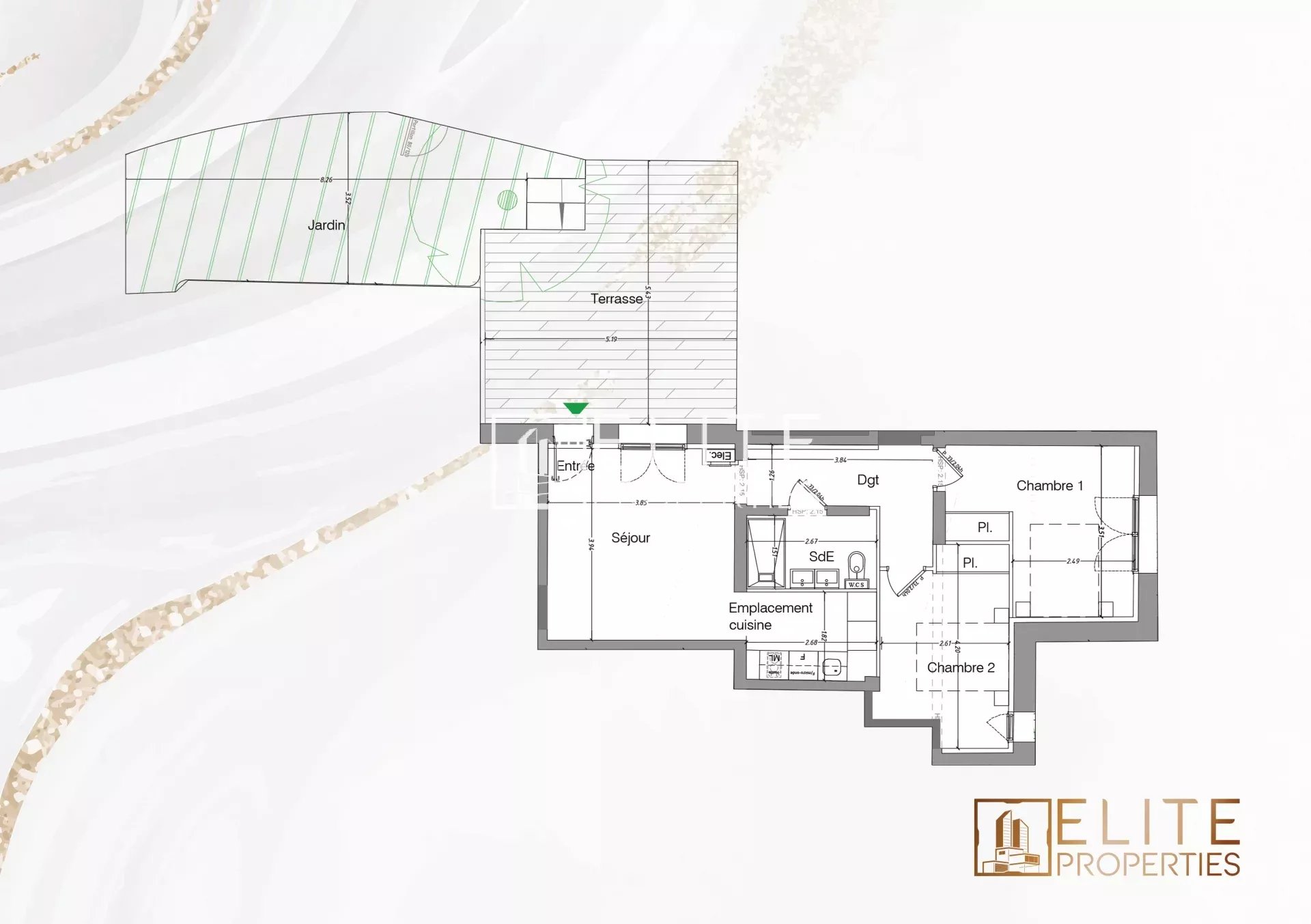 Mouans sartoux T3 - 51.50 m² habitable + 51.60 m² d'exterieur